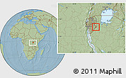 Savanna Style Location Map of Gisagara, within the entire country, hill shading