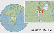Savanna Style Location Map of Gisagara, highlighted country, within the entire country, hill shading