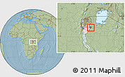 Savanna Style Location Map of Gisagara, highlighted country, highlighted parent region, hill shading