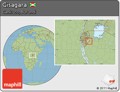 Savanna Style Location Map of Gisagara, highlighted parent region, within the entire country