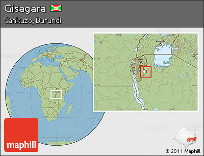 Savanna Style Location Map of Gisagara, highlighted parent region