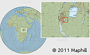Savanna Style Location Map of Gisagara, highlighted parent region, hill shading