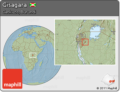 Savanna Style Location Map of Gisagara, hill shading