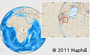 Shaded Relief Location Map of Gisagara, highlighted parent region