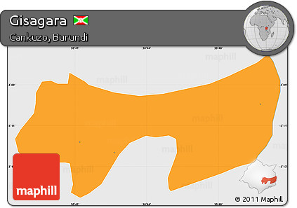 Political Simple Map of Gisagara, single color outside