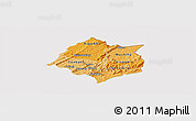 Political Shades Panoramic Map of Cankuzo, cropped outside