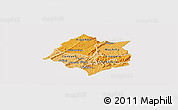 Political Shades Panoramic Map of Cankuzo, single color outside