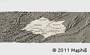 Shaded Relief Panoramic Map of Cankuzo, darken