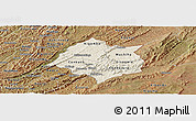 Shaded Relief Panoramic Map of Cankuzo, satellite outside