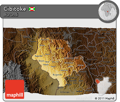 Physical 3D Map of Cibitoke, darken