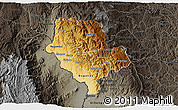 Physical 3D Map of Cibitoke, darken, semi-desaturated