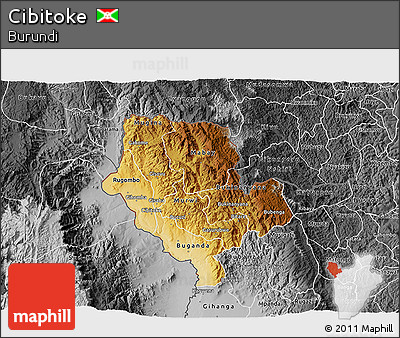 Physical 3D Map of Cibitoke, desaturated