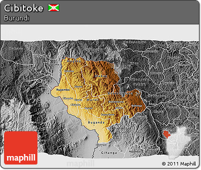 Physical 3D Map of Cibitoke, desaturated