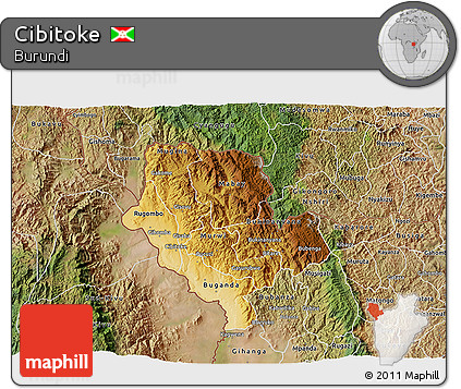 Physical 3D Map of Cibitoke, satellite outside