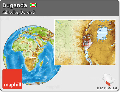 Physical Location Map of Buganda, highlighted country