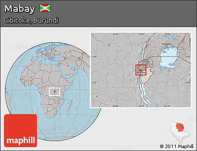 Gray Location Map of Mabay, highlighted country, highlighted parent region, hill shading