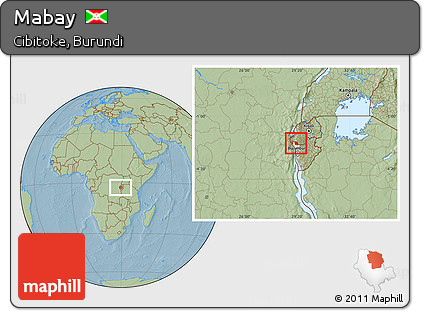 Savanna Style Location Map of Mabay, highlighted parent region, hill shading