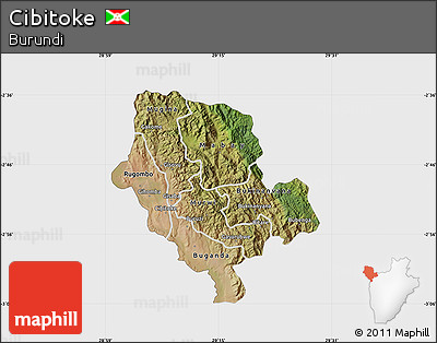Satellite Map of Cibitoke, single color outside