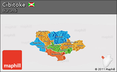 Political Panoramic Map of Cibitoke, single color outside