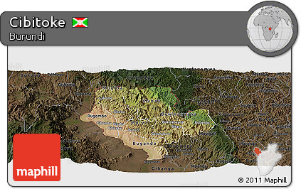 Satellite Panoramic Map of Cibitoke, darken
