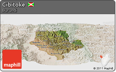 Satellite Panoramic Map of Cibitoke, lighten