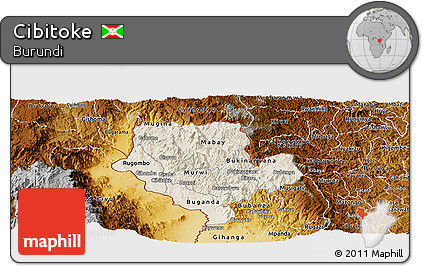 Shaded Relief Panoramic Map of Cibitoke, physical outside