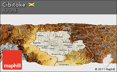 Shaded Relief Panoramic Map of Cibitoke, physical outside