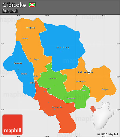 Political Simple Map of Cibitoke, single color outside