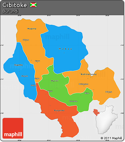 Political Simple Map of Cibitoke, single color outside