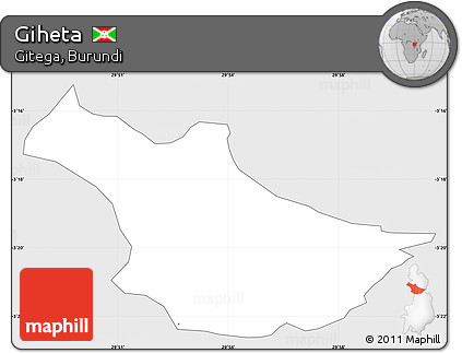 Silver Style Simple Map of Giheta, single color outside