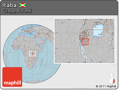 Gray Location Map of Itaba, within the entire country, hill shading
