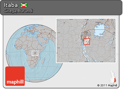 Gray Location Map of Itaba, highlighted country, within the entire country, hill shading