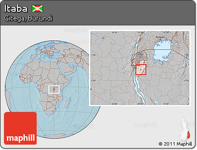 Gray Location Map of Itaba, highlighted country, within the entire country, hill shading