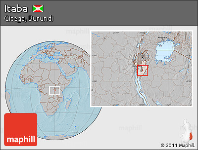 Gray Location Map of Itaba, highlighted country, highlighted parent region, within the entire country, hill shading