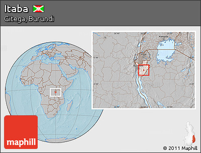 Gray Location Map of Itaba, highlighted country, hill shading