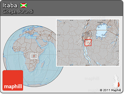 Gray Location Map of Itaba, highlighted country, hill shading