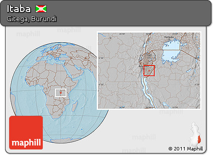 Gray Location Map of Itaba, hill shading