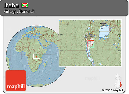Savanna Style Location Map of Itaba, highlighted country, within the entire country, hill shading