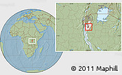 Savanna Style Location Map of Itaba, highlighted country, highlighted parent region, hill shading