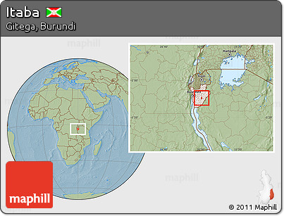 Savanna Style Location Map of Itaba, highlighted country, hill shading