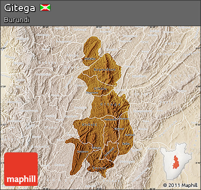 Physical Map of Gitega, lighten