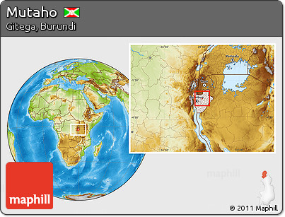 Physical Location Map of Mutaho, highlighted country