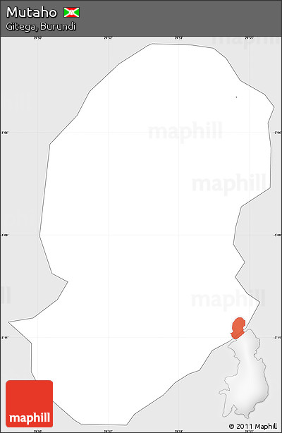 Silver Style Simple Map of Mutaho, single color outside