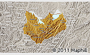 Physical 3D Map of Kirundo, lighten, semi-desaturated