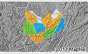 Political 3D Map of Kirundo, desaturated