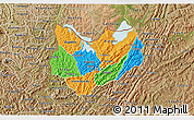 Political 3D Map of Kirundo, satellite outside