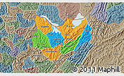 Political 3D Map of Kirundo, semi-desaturated