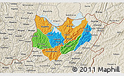 Political 3D Map of Kirundo, shaded relief outside