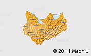 Political Shades 3D Map of Kirundo, cropped outside