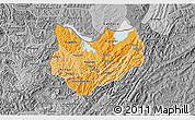 Political Shades 3D Map of Kirundo, desaturated